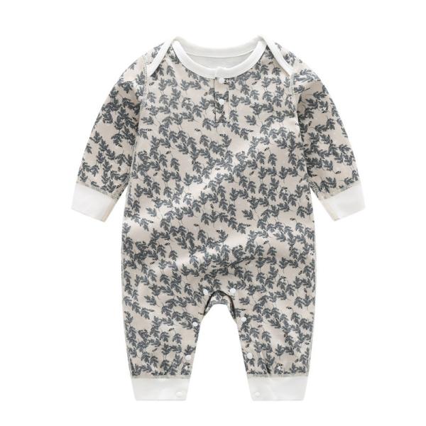 Stock Organic Cotton Baby Long Sleeve Romper Wholesale Newborn Baby Clothes Infant Bodysuit With Printing