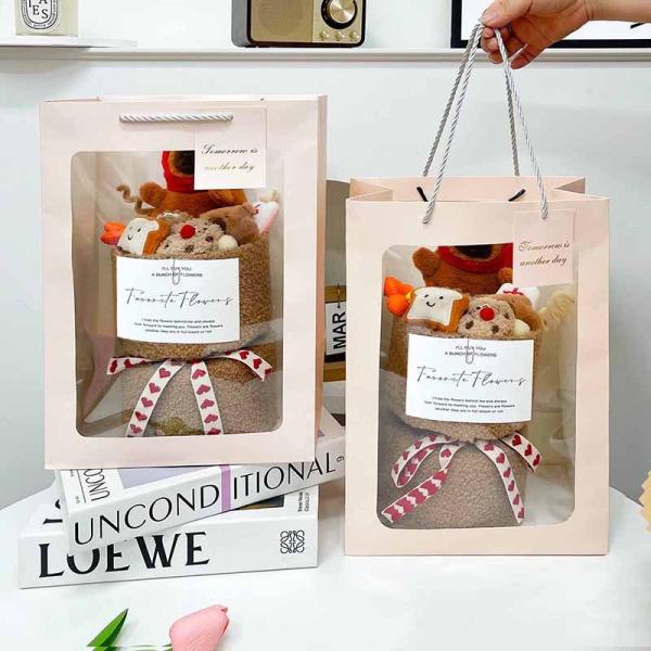 Bouquet de poupée de capybara en peluche 18x33cm Cadeau unique pour la décoration de la journée des enseignants et l'anniversaire créatif