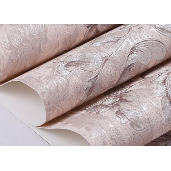 Embossed Light Pink Living Room Wallpaper with Washable Vinyl Material , CE ISO Listed