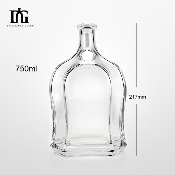 Acid Etch Surface Handling Glass Body Material 750ml Empty Spirit Whisky Wine Bottle