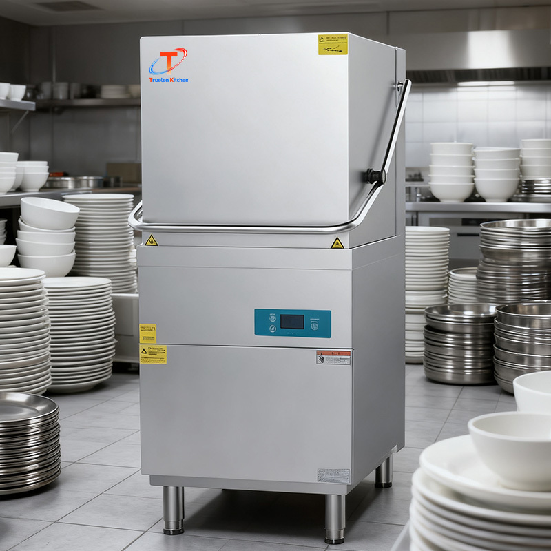Steel Construction Commercial Dishwashing Machine Free Standing High Efficiency