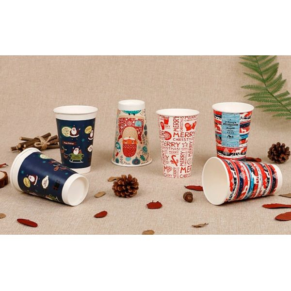 ODM 9oz Paper Disposable Christmas Cup For Drink Coffee Milk Tea