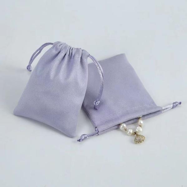 School Bag Trolley Velvet Drawstring Jewelry Pouch for Custom Logo Packaging