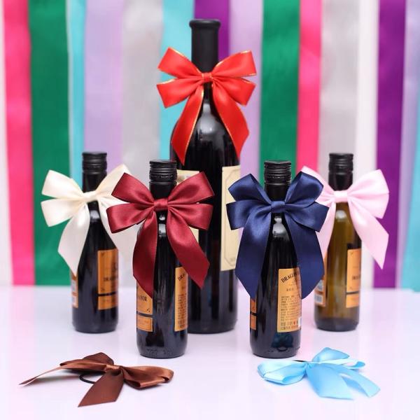 Polyester Occasion Bottle Decoration Pre Tied Satin Gift Ribbon Bow for Gift Box Packaging
