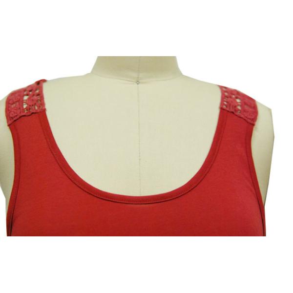 Hot Jersey U Neck Ladies Tank Tops With Big V Type Lace Sexy Customized Size