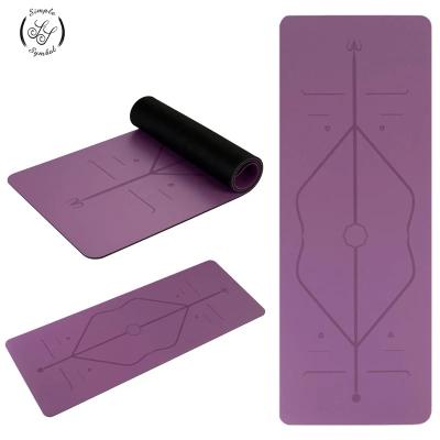 Natural Rubber Yoga Mat, Carved Body position lines Non-Slip Fitness pad Excercise Pad