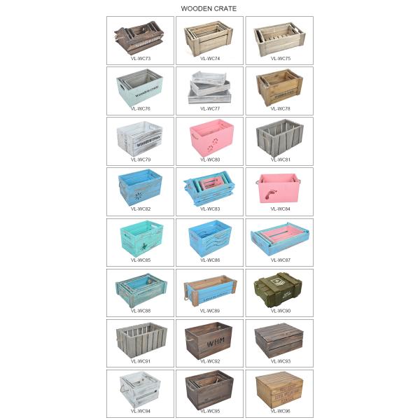 Home Decoration Wooden Crates with Handle in Brown Gray or Custom Color