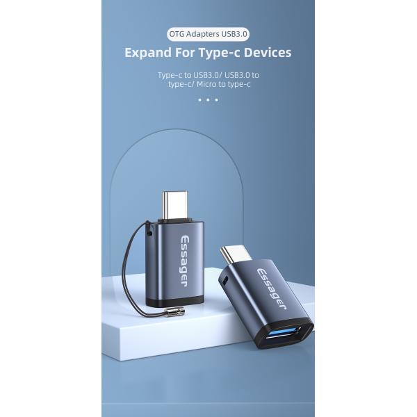 USB 3.0 OTG Adapter Converter Supporting 3A Fast Charging 5Gbps Type C OTG Adaptor