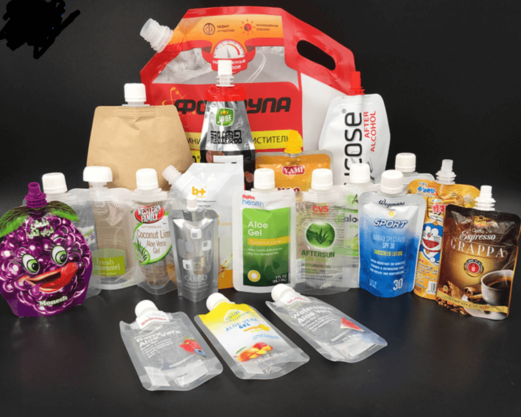 Food Grade Plastic Twist Spout Cap with Tether Loop, Stand Up Pouch Spout for Liquid, Cosmetic & Beverage Packaging