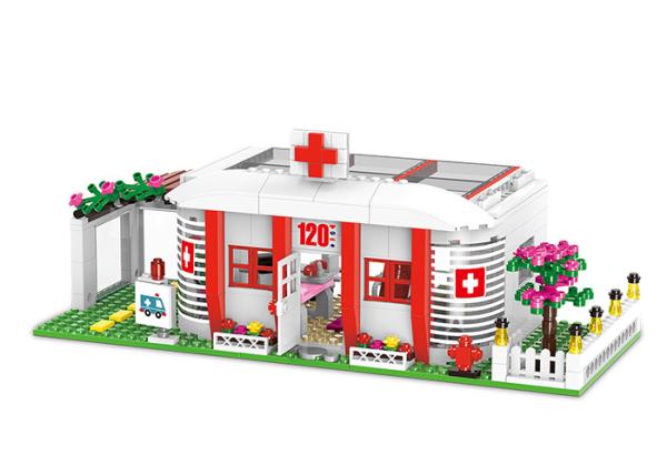 DIY School Villa Hospital Plastic Building Blocks For Kids Toys 100% Non - Toxic