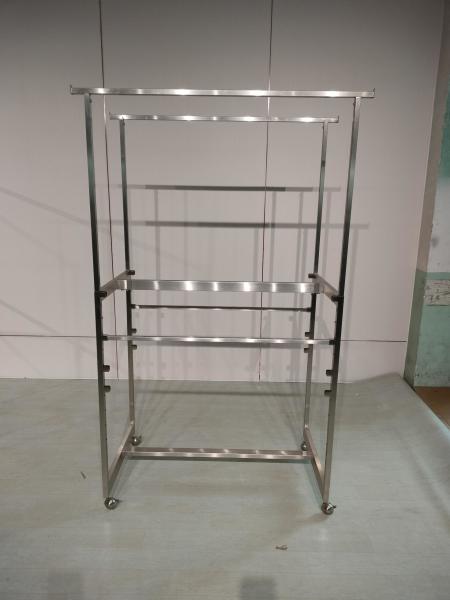 Adjustable Height Boutique Clothing Display Racks With Wheels And Double Rod