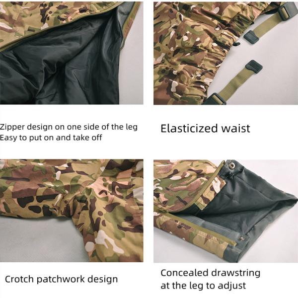 Winter Thickened Pants Waterproof Ski Pants Full Open Zipper Camouflage Punch Pants