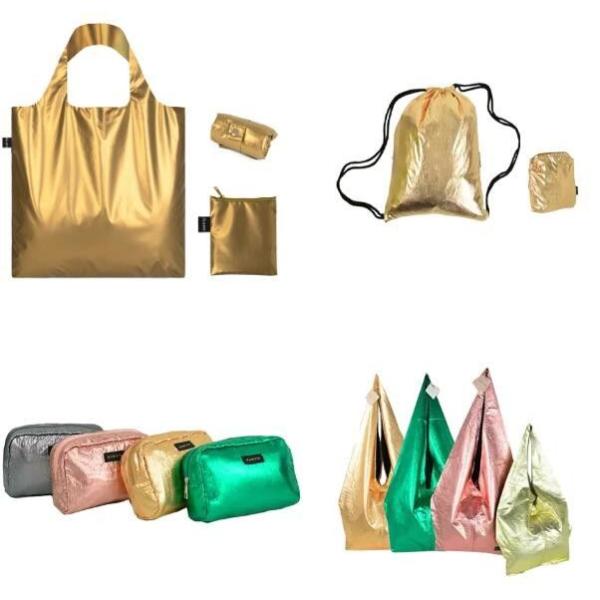 Customised Logo Metallic Color Reusable Shopping Bags Tote, Eco Foldable Shopping Carry Bag Grocery, Foldable Travel Bag