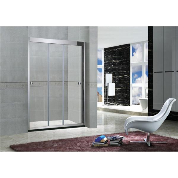 8MM /10MM Double Sliding Glass Shower Doors Stainless Steel Square Handle For Home
