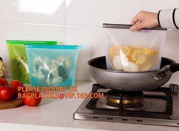Os sacos frescos do alimento reusável do vácuo do silicone do produto comestível envolvem o saco do armazenamento do alimento do silicone do saco do refrigerador dos recipientes do refrigerador