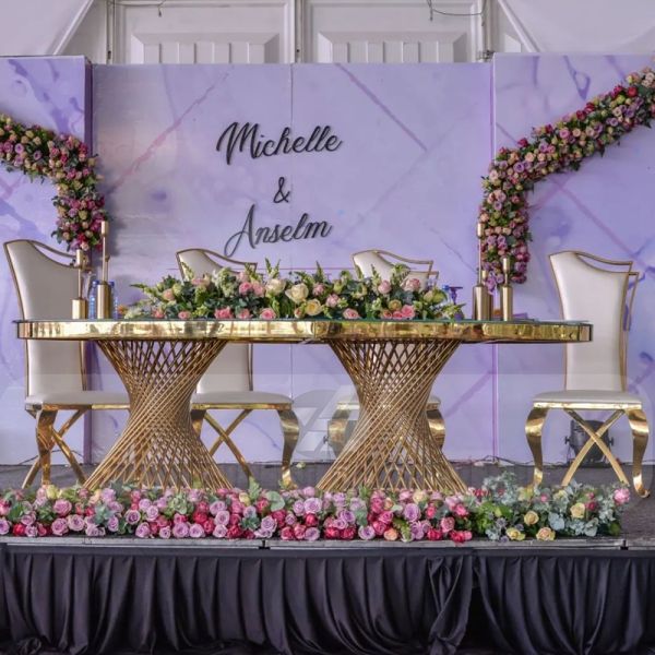 Modern Stainless Steel Center Pieces for Restaurant Dining Table Oval Glass Design with Luxury Style for Outdoor Wedding Hotels