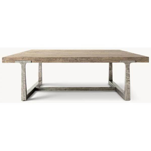 Assembly Required Modern Coffee Table 1000x1000x450mm With Stainless Steel And Wood Top