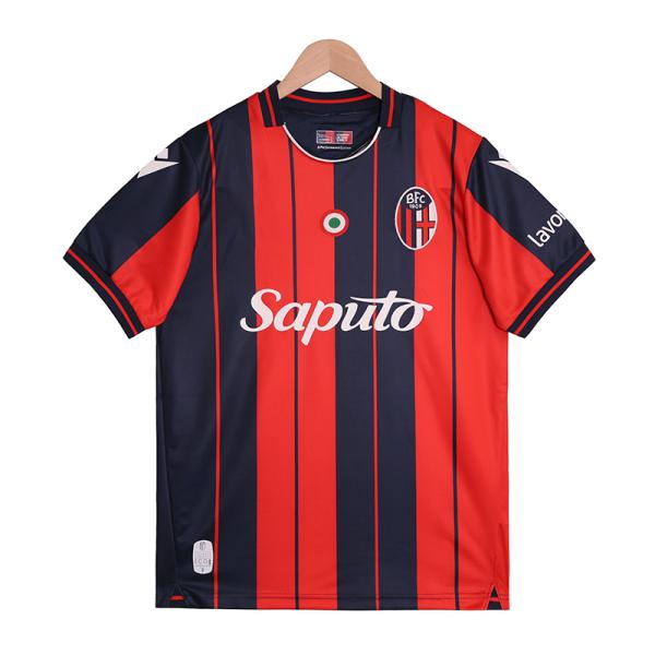 Bologna FC 2025-2026 Home Jersey - Red Blue Stripes Championship Badge
