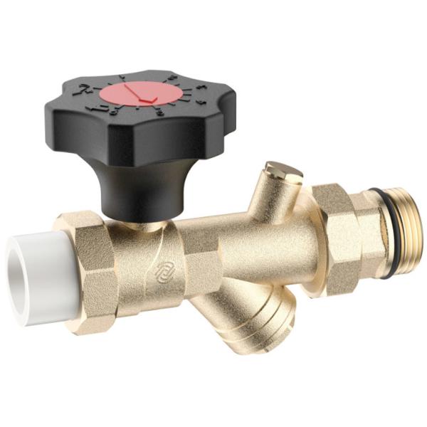 3703 Brass Ball Valve DN20 Flow-Rate Precisely Adjustable with Graduated Handwheel / Meter Outlet / Built-in Strainer