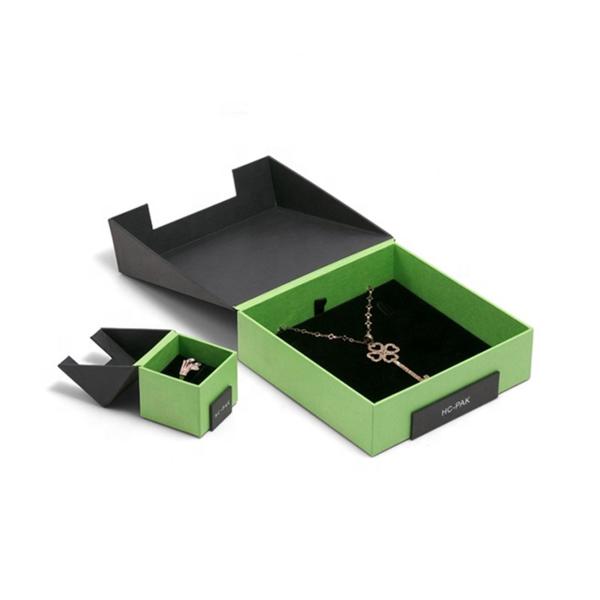 Green And Black Custom Jewelry Packaging / Special Shape Watch Storage Box