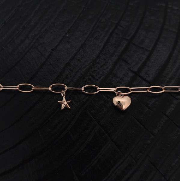 925 sliver bracelets wiht heart and star chain .