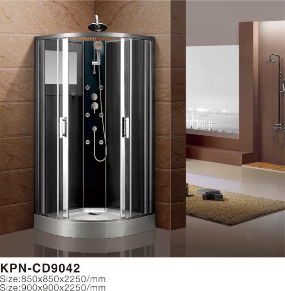 Circle Quadrant Shower Cabin with grey  acrylic tray  chrome aluminium