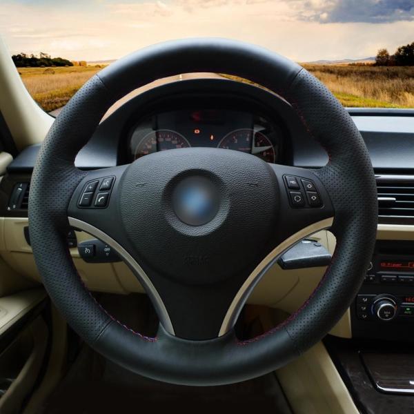 Apricot Suede 3-Spoke Steering Wheel Cover for BMW E90 E91 E92 E93 E87 E81 E82 E88 X1 E84