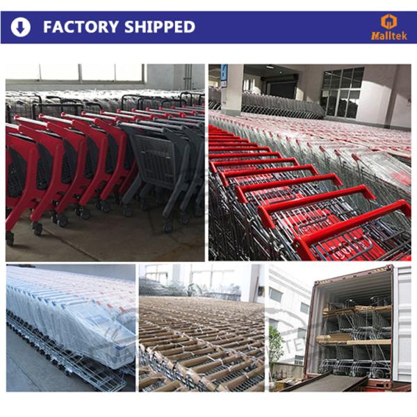 Fan Shaped V Type Foot Metal Shopping Trolley Cart For Supermarket