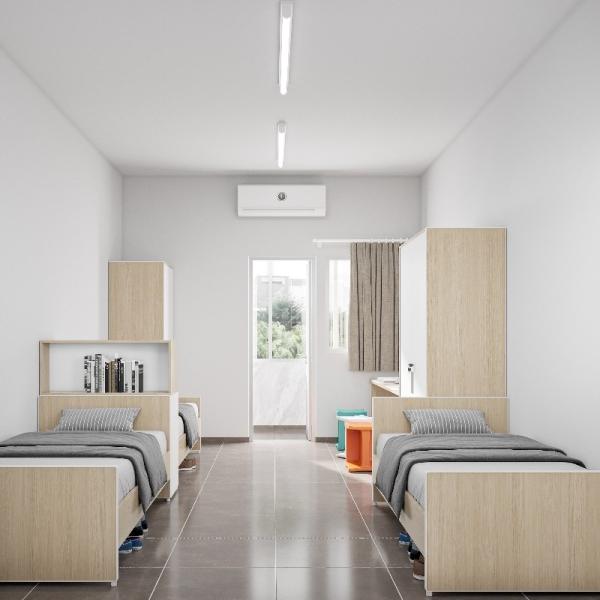 Cama de estudante moderna e versátil com mesa para móveis de apartamento
