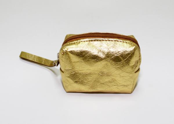 Metallic color washable kraft paper coin pouch custom ladies mini coin purse with handle