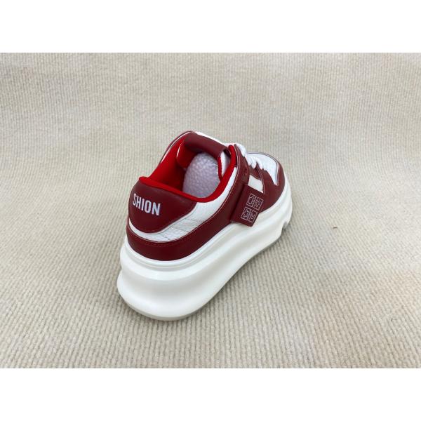 Thick Soled Women Red Sneakers Genuine Leather Red Trainers Womens