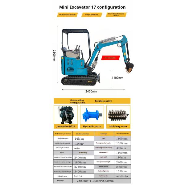 Kubota Motor Crawler Mini Excavator Transmissão hidráulica Profundidade de escavação 2350mm