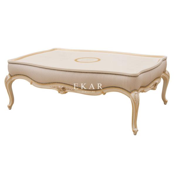2019 New Design Antique Solid Wood With Fabric Elegant Luxury Coffee Table