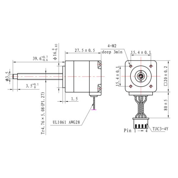 мотор NEMA 8 20X20X27mm Stepper с мотором винта руководства плененным Stepper