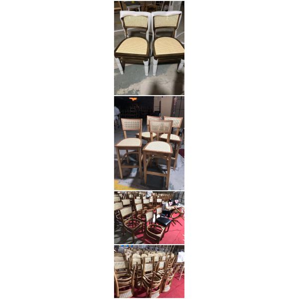 Rustic Hand Cane Woven Chair Frame Solid Wood Chair Rattan Chair for Dining Room and Restaurant