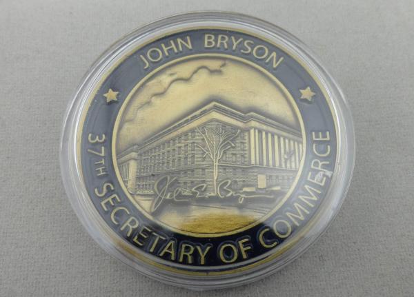 3D Custom Commerce Iron / Brass / Copper Awards Coin with Clear Plastic Box