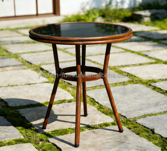 All Weather Portable Outdoor Coffee Table Foldable Design UV-Resistant Durable for Hotel Courtyard Balcony Bistro