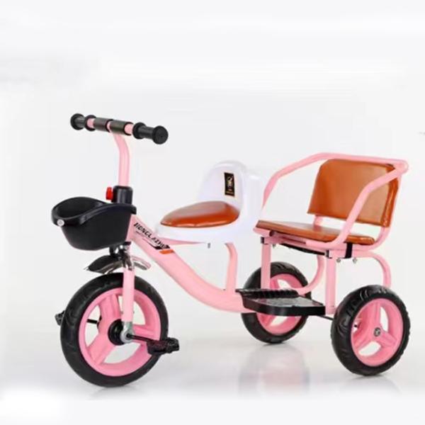 Bicicleta infantil al aire libre 2023 Triciclo doble con manillares de carga rápida y cesta grande