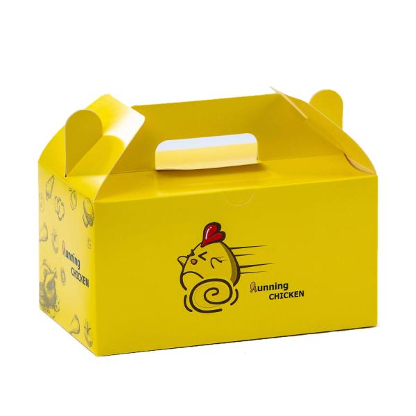 Takeout fried chicken box food grade customized logo biodegradable white cardboard packaging box