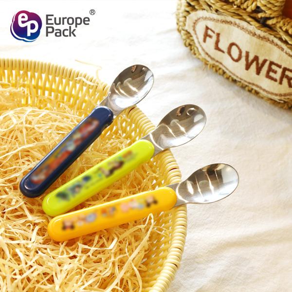 Factory Direct Customized logo stainless steel cute cartoon plastic PS handle baby kids children cutlery