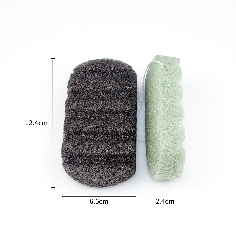 губка ванны угля 11.5*6.2*2.8cm волнистая Exfoliating Konjac лицевой Cleanser