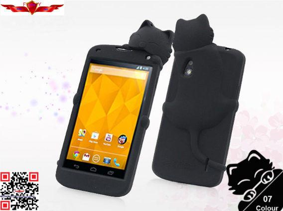 Fashion Design Colorful Cartoon Silicone Cover Case For LG Nexus 4 E960 High Quality