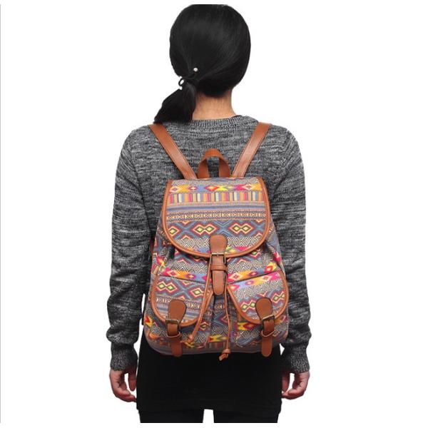 2016 new spring and summer fashion casual female bag printing canvas backpack