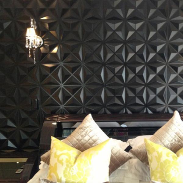 500x500mm Decorative 3D Wall Panels PVC Home Diamond Gold Wall Panel