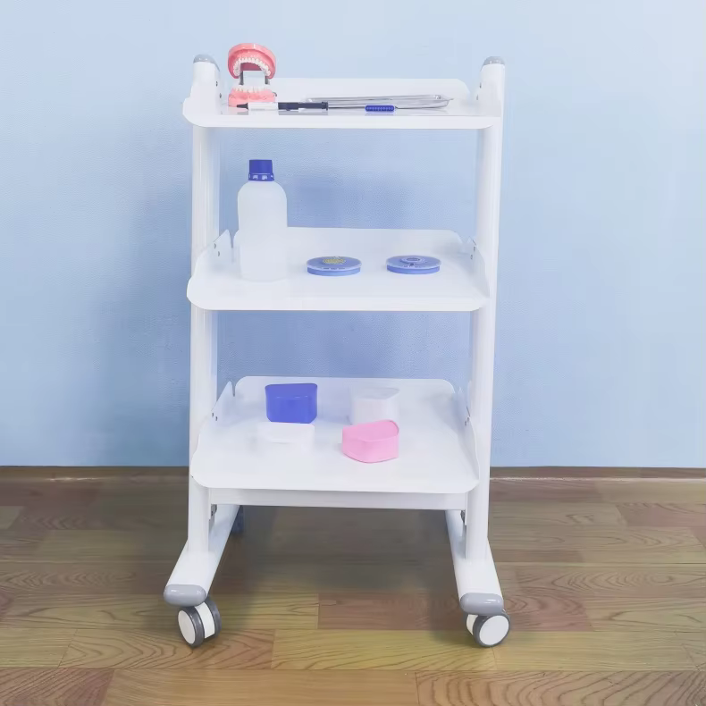 3-layer Economical and Convenient Salon Trolley Durable Dental Mobile Cart Hospital Dental Metal Tool Cart with Four Wheels