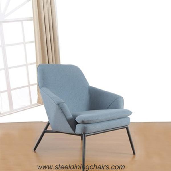 Furniture Leather Covered Leisure Yellow Accent Armchair With Black Metal