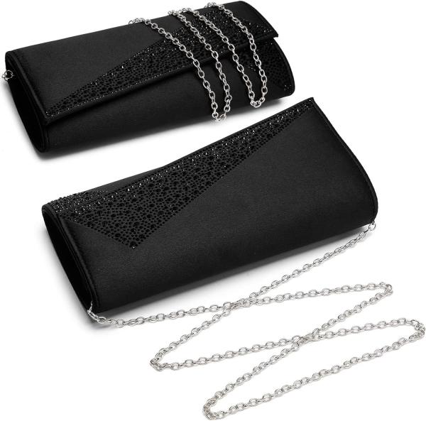 DASEIN WOMEN'S SATIN RHINESTONE CLUTCH EVENING BAGS SPARKLE GLITTER SHINY PURSE HANDBAG FOR PARTY WEDDING COCKTAIL PROM