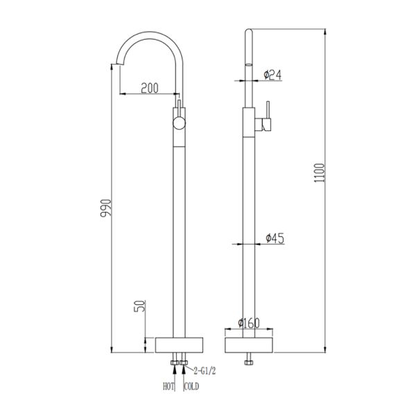 OEM Factory Hot Cold Chrome All-copper Core Landing Mixer Faucet Orin OR51026