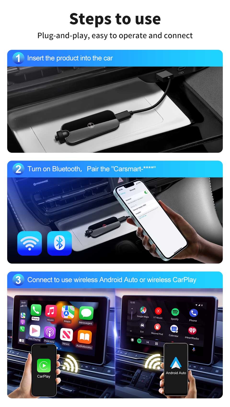 Carplay Android Auto Adapter offers wireless Android Auto upgrade path for vehicles with wired CarPlay and Android Auto systems