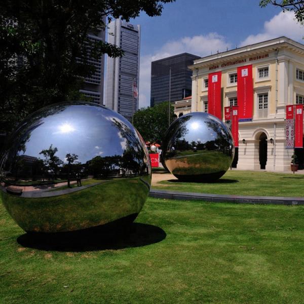 H245cm Hollow Sphere Stainless Steel Sculpture For Outdoor Decoration